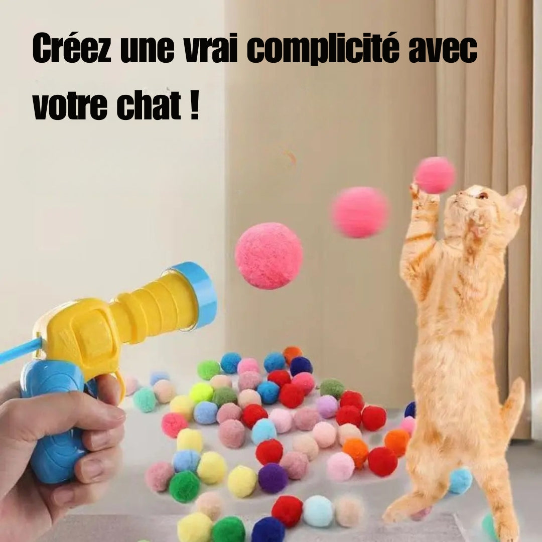 đŻ Pistolet Lance-Boules pour Chats â Jeu Interactif & Amusant avec 20 Boules en Mousse ColorĂ©es