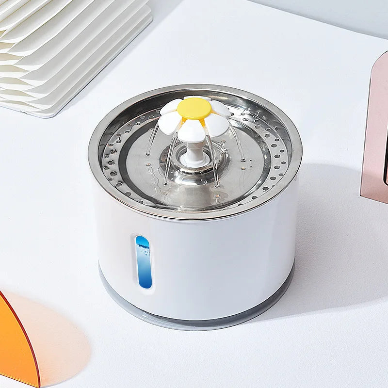 Fontaine à Eau Inox pour Chats – 2,4L avec Filtration Triple et Pompe Silencieuse 💧🐾