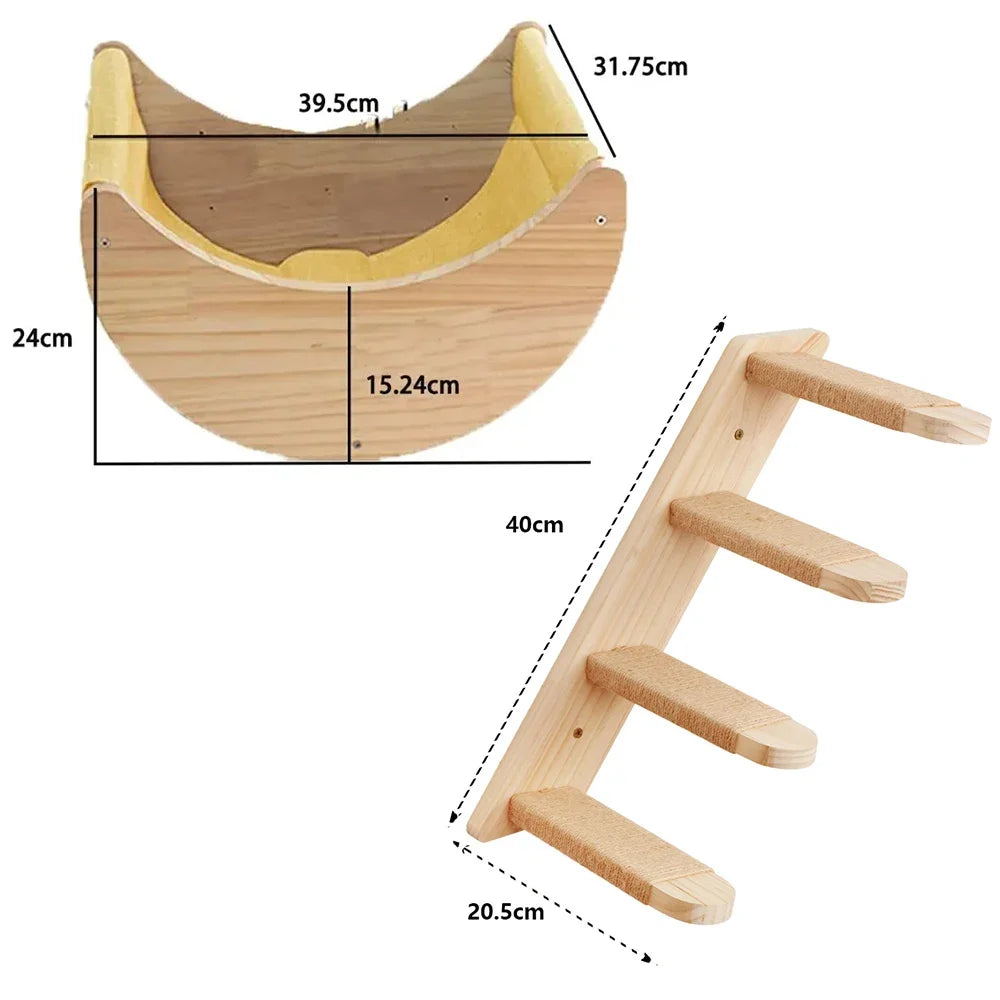 L'Architecte Félin : Modules Muraux en Bois Massif à Composer (Pont, Cabane, Balcon, Griffoir)