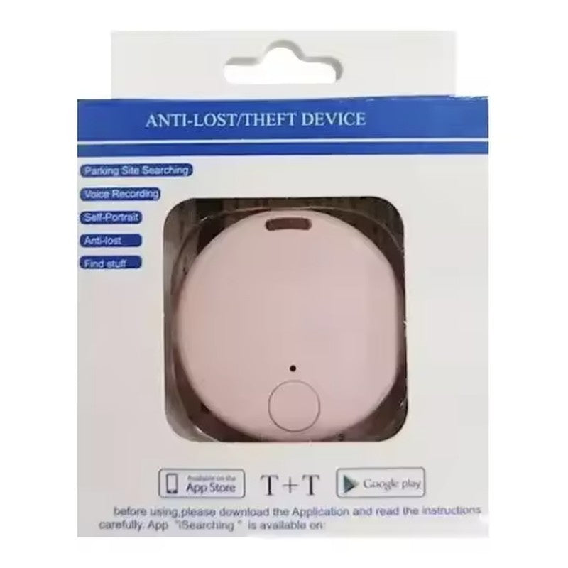 Traceur Bluetooth chat « Le Galet » rose, tel qu'il est livré dans sa boîte, sans collier — Les Trésors d'Owka