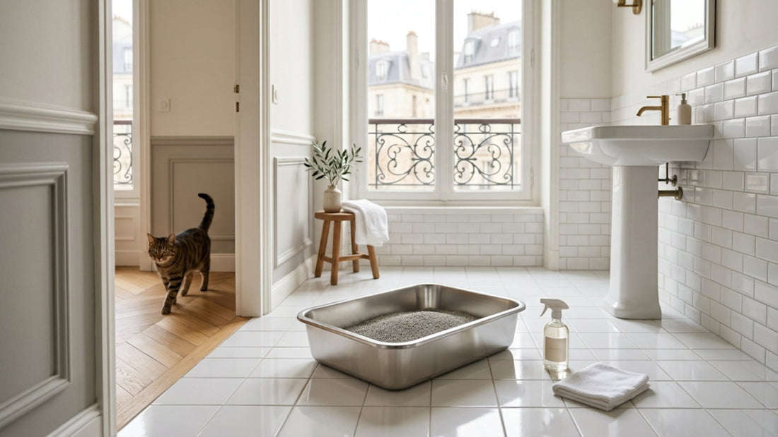 Bac à litière en acier inoxydable 304 pour chat — hygiénique, sans odeur, durable — Les Trésors d'Owka