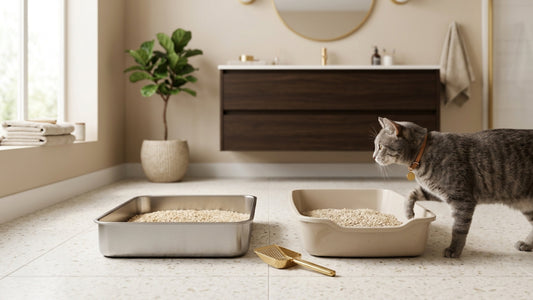 Comparatif entre un bac à litière en inox et un bac en plastique pour chat — Les Trésors d'Owka