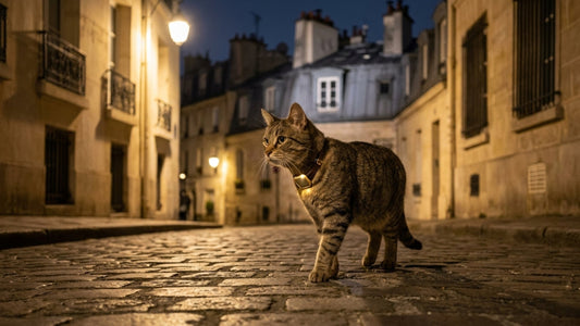 Chat qui disparaît la nuit — dangers nocturnes et solution GPS collier Le Connecté — Les Trésors d'Owka