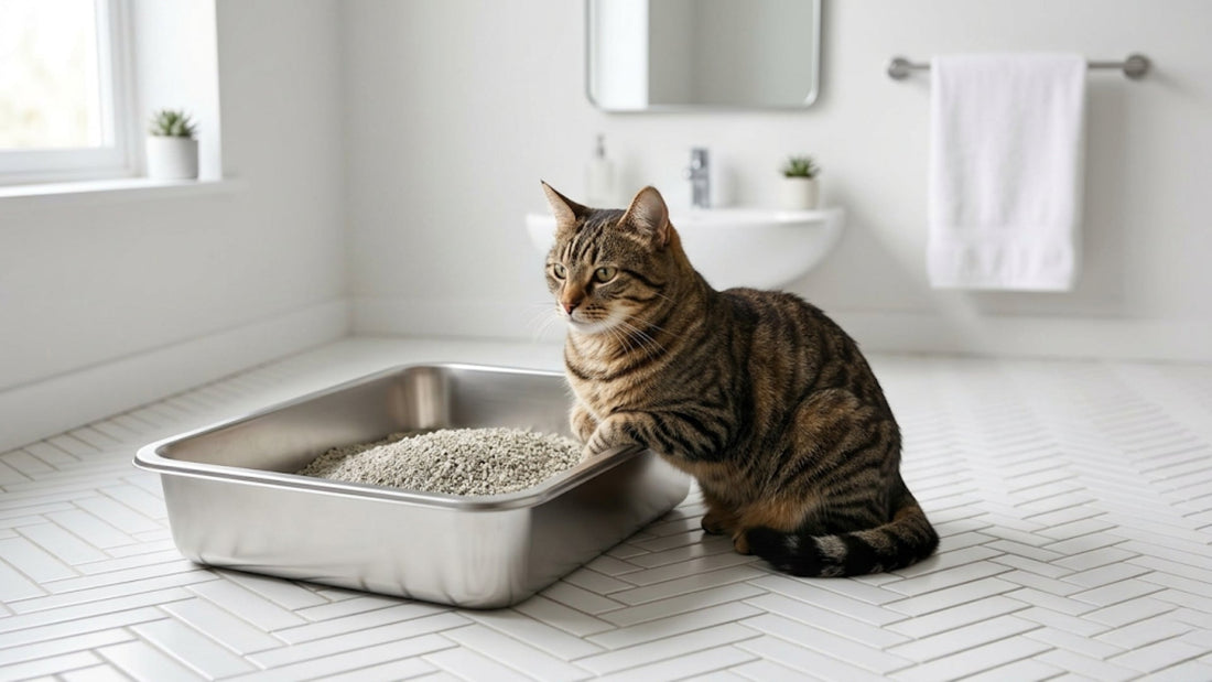 Chat qui n'utilise plus sa litière — 7 causes et solutions, bac à litière inox — Les Trésors d'Owka