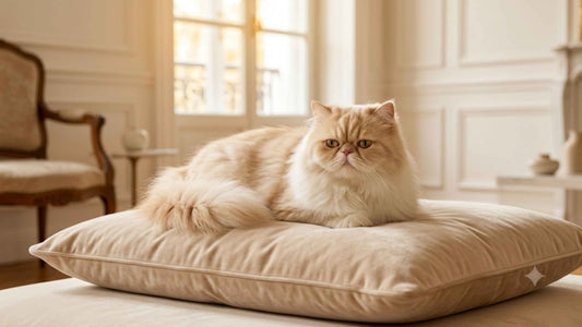 Élégant chat Persan au long pelage soyeux dans un intérieur calme et raffiné, Les Trésors d'Owka