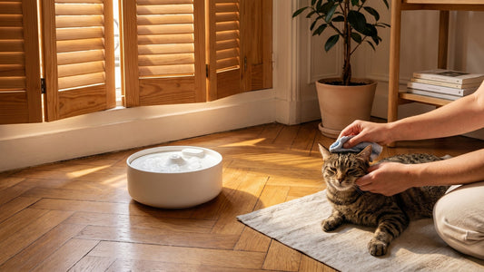 Comment rafraîchir son chat en été : humidification des oreilles et fontaine céramique avec glaçons — Les Trésors d'Owka