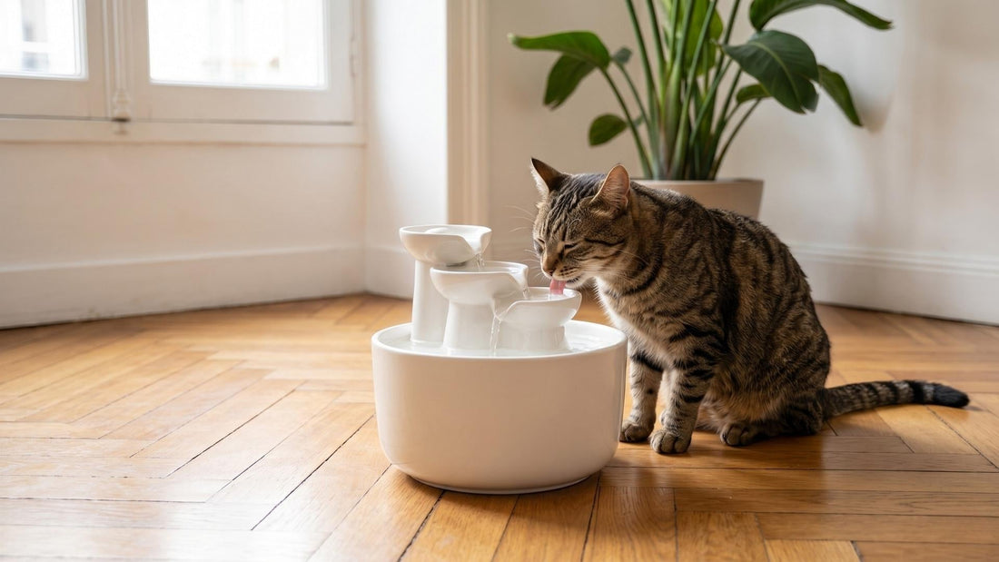Fontaine à eau pour chat en céramique avec cascade — L'Oasis Zen par Les Trésors d'Owka
