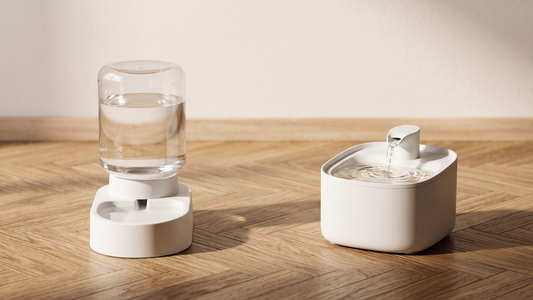 Distributeur gravitaire et fontaine sur batterie pour chat, sans prise électrique – Les Trésors d'Owka