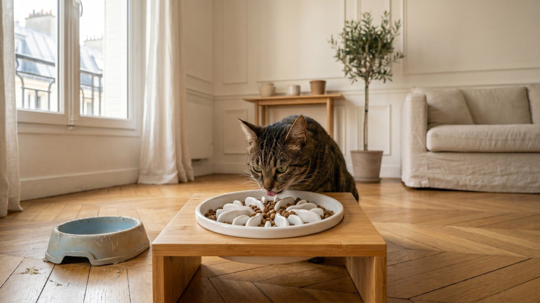 Gamelle céramique pour chat vs plastique — comparatif matériaux et acné féline — Les Trésors d'Owka