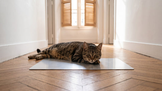 Tapis rafraîchissant aluminium pour chat : indestructible et adopté spontanément — Les Trésors d'Owka