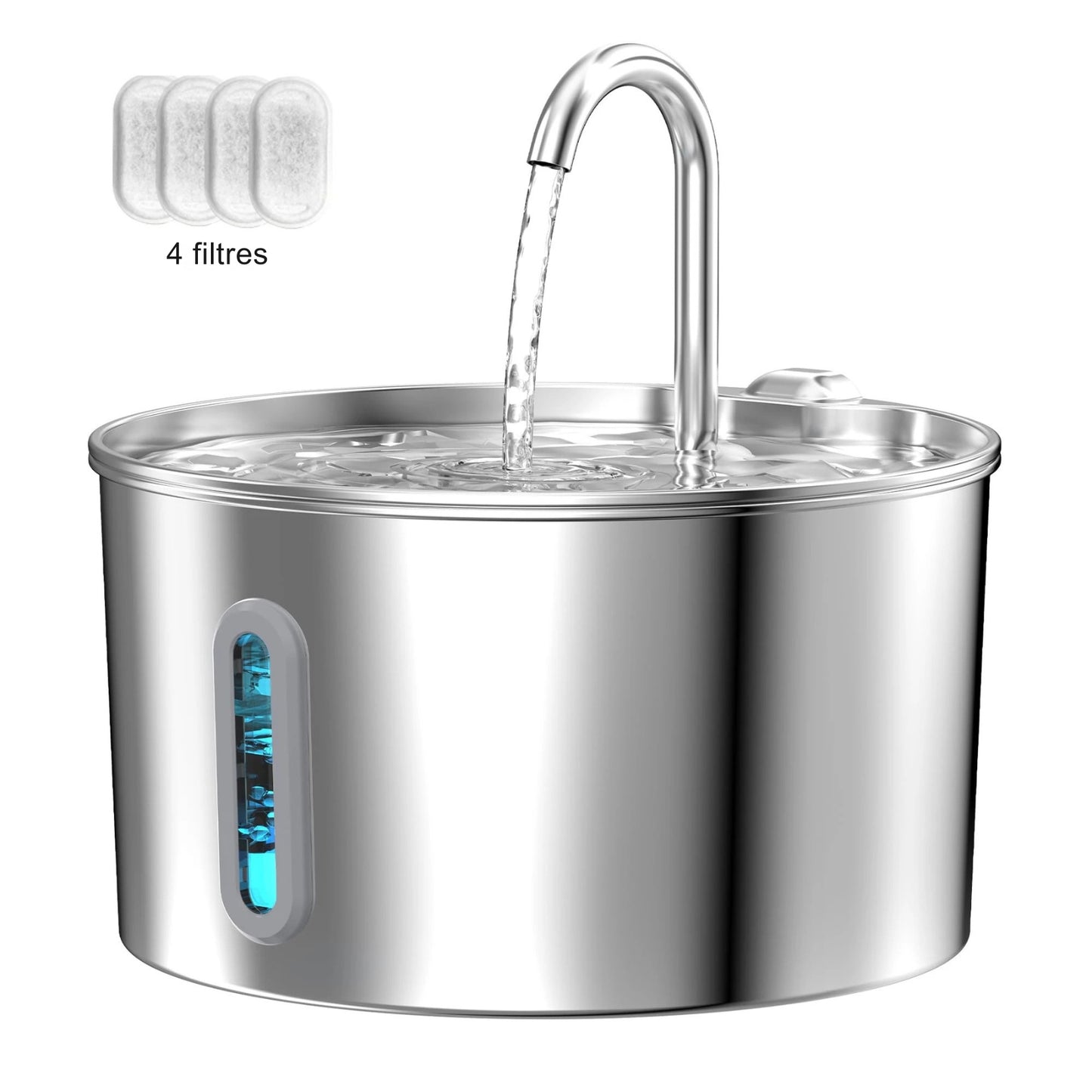 Fontaine à Eau Chat en Inox (2.2L) – Automatique & Ultra-Silencieuse