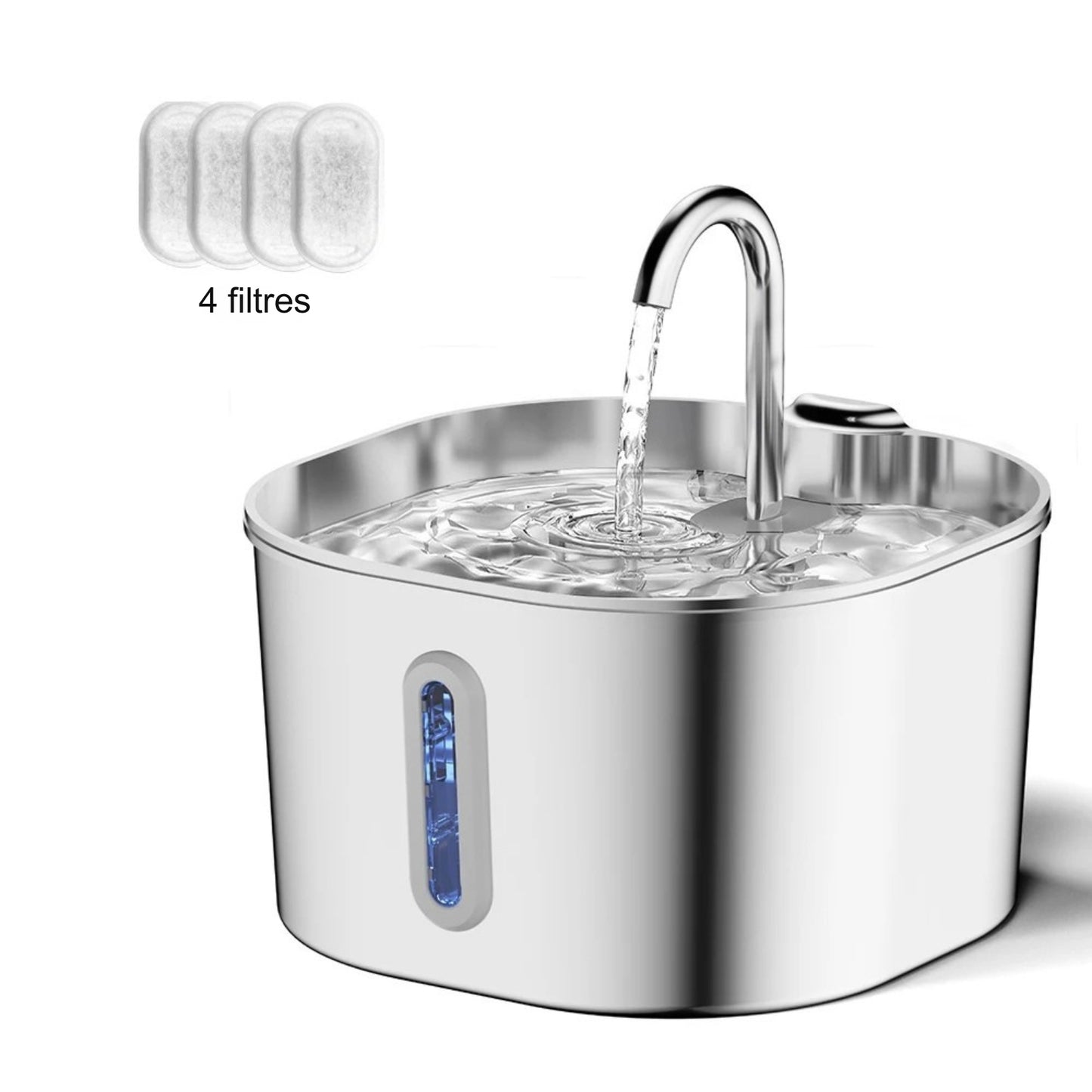 Fontaine à Eau Chat en Inox (2.2L) – Automatique & Ultra-Silencieuse