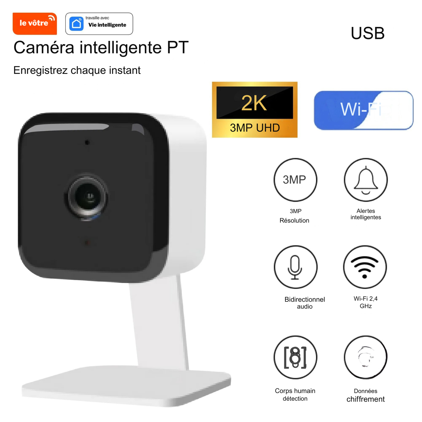 Caméra Connectée "HomeProtect" (Surveillance Animaux & Maison)