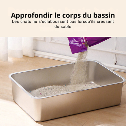 Bac à Litière en Acier Inoxydable 304 Anti-Odeur