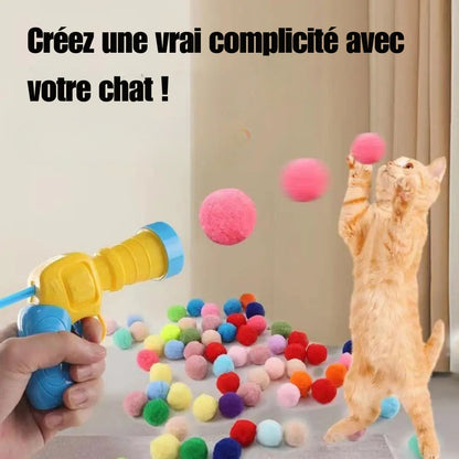 🎯 Pistolet Lance-Boules pour Chats – Jeu Interactif & Amusant avec 20 Boules en Mousse Colorées