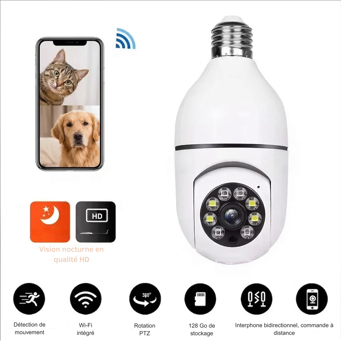 Caméra Connectée "HomeProtect" (Surveillance Animaux & Maison)