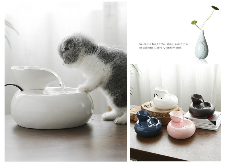 Fontaine à Eau en Céramique pour Chats – Design Élégant & Filtration Naturelle 🐾💧