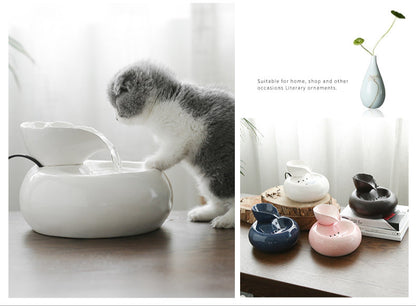 Fontaine à Eau en Céramique pour Chats – Design Élégant & Filtration Naturelle 🐾💧