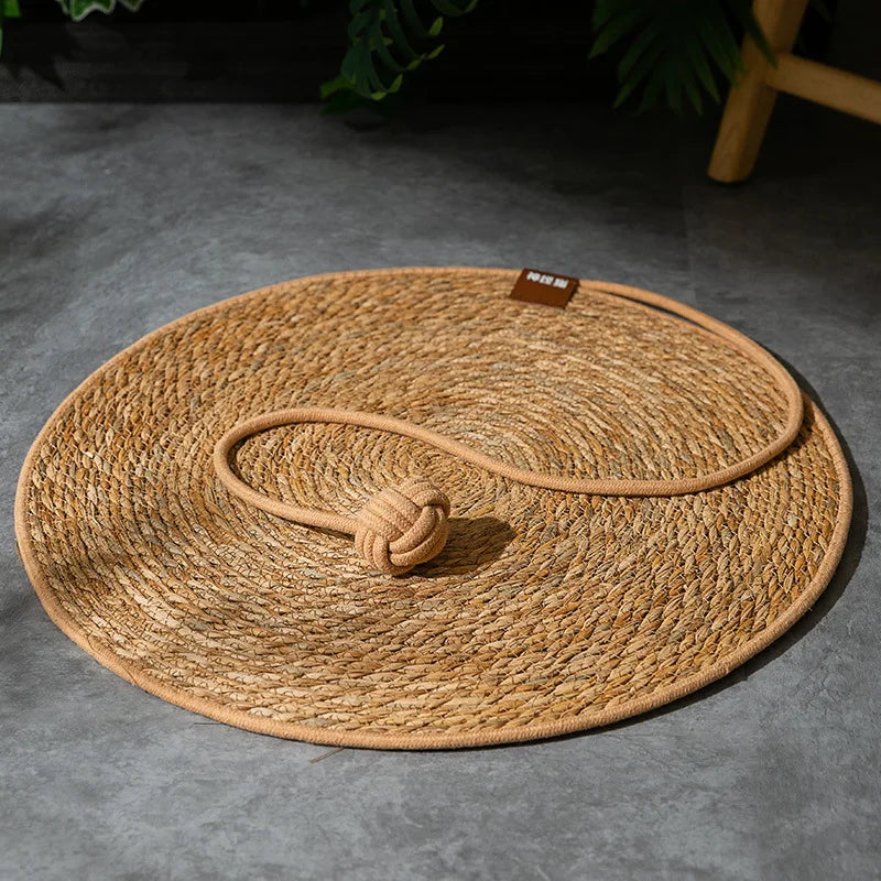 Tapis Griffoir Chat Rond en Sisal Naturel avec Jouet Intégré