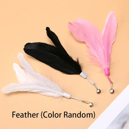 Jouet pour Chat avec Tige Flexible et Ventouse – Plumes Naturelles et Clochette pour Jeu Interactif
