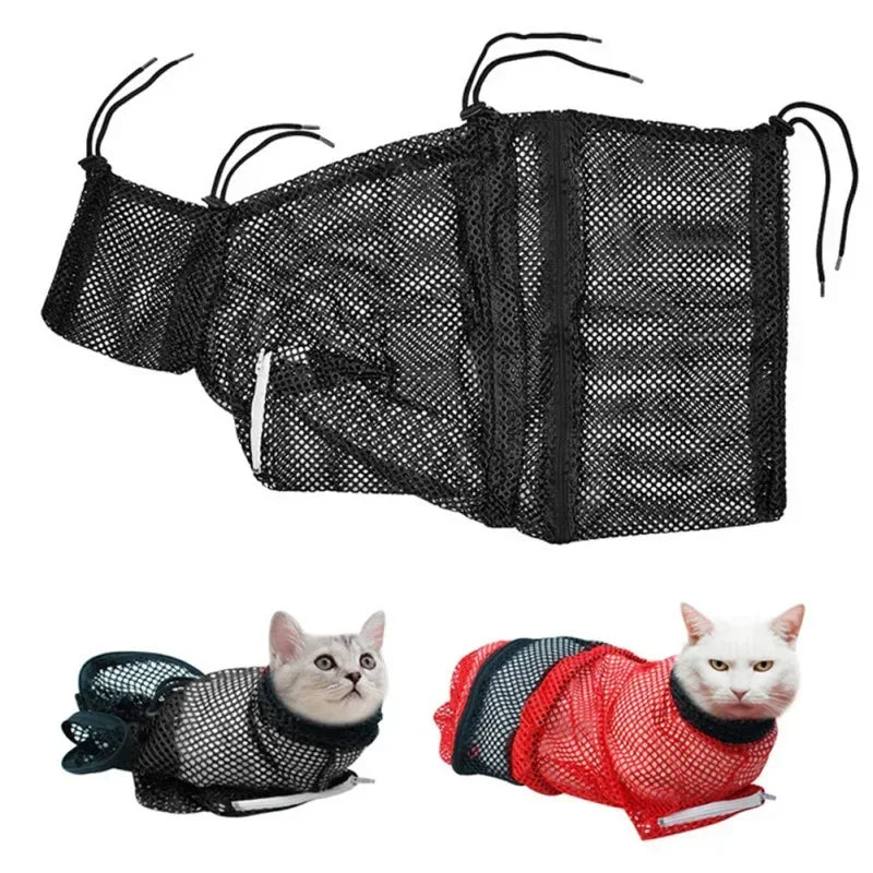Sac de Toilettage pour Chat – Filet Anti-Griffures & Soins