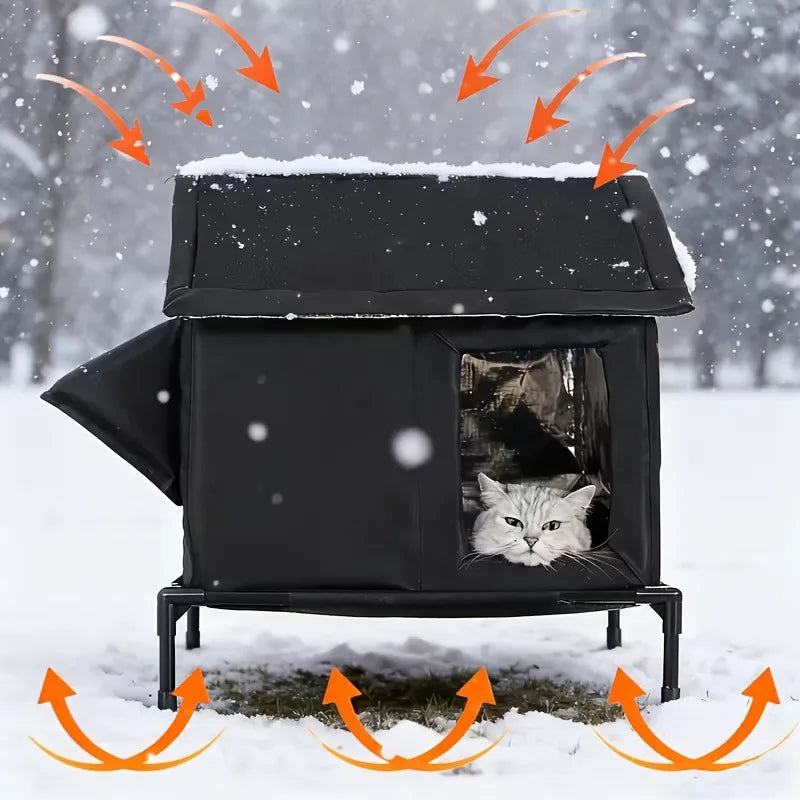 Cabane pour chat d'extérieur isolée et déperlante - Les Trésors d'Owka