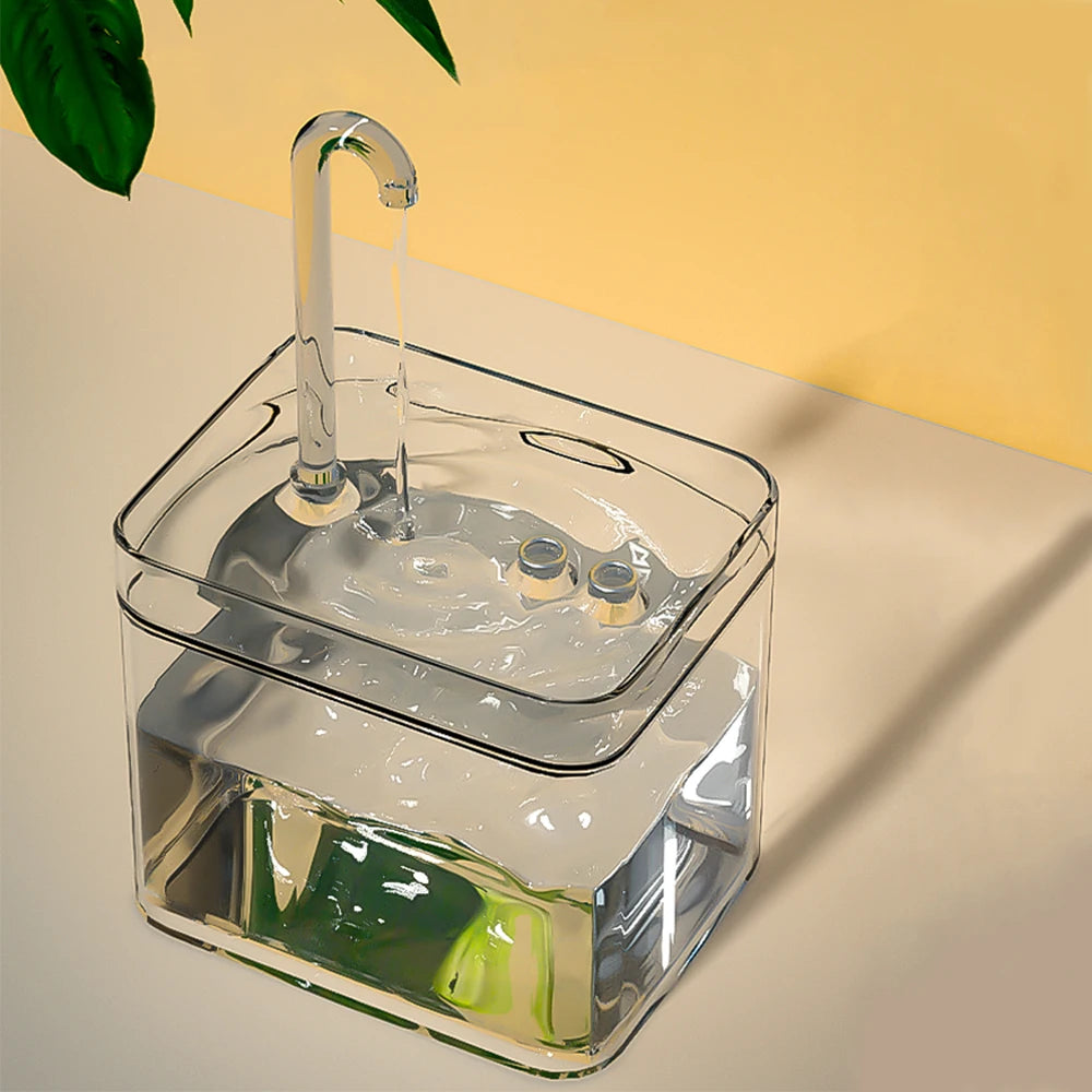 Fontaine à Eau pour Chat "Effet Robinet" (1.5L) – Transparente & Silencieuse