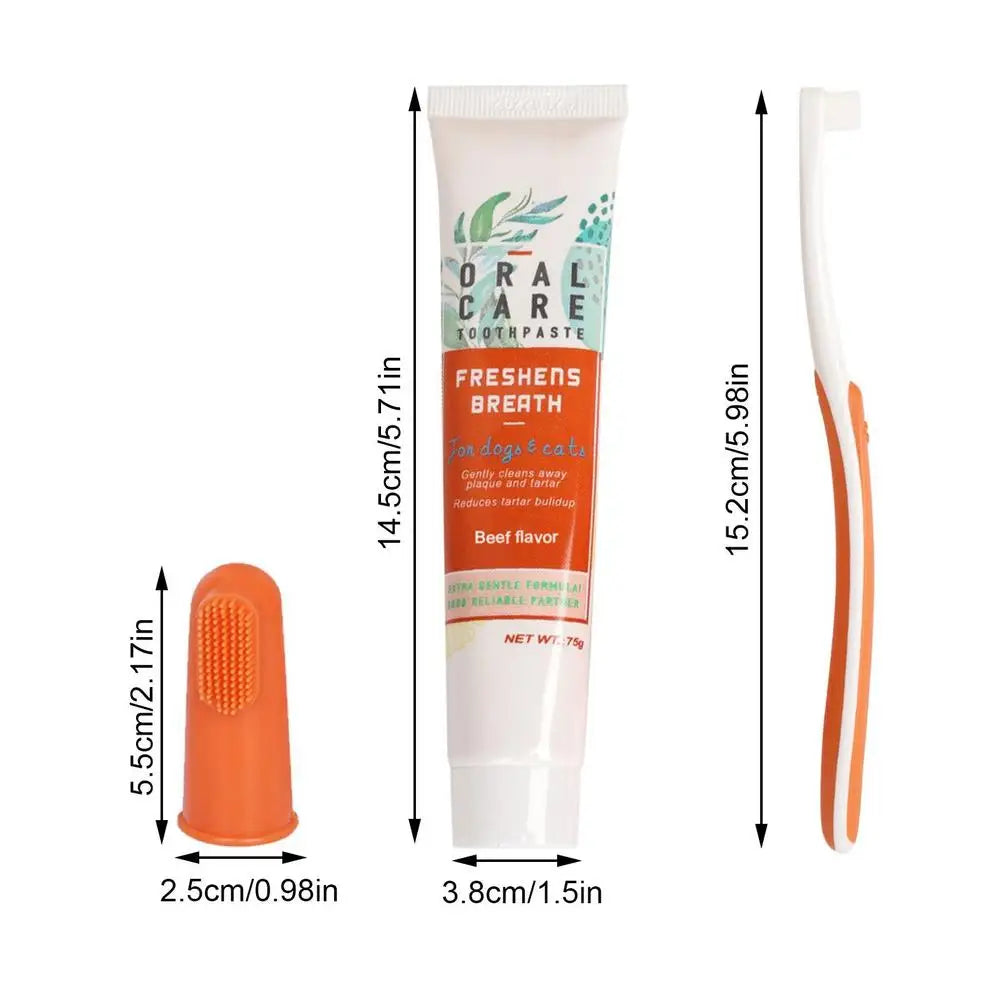 Kit Soin Dentaire Complet : Brosse à Dent & Dentifrice (Chat & Chien)