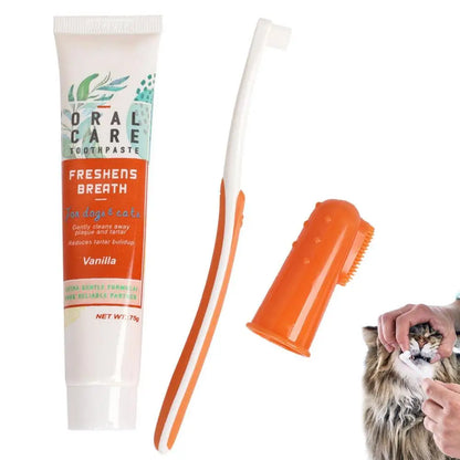 Kit Soin Dentaire Complet : Brosse à Dent & Dentifrice (Chat & Chien)