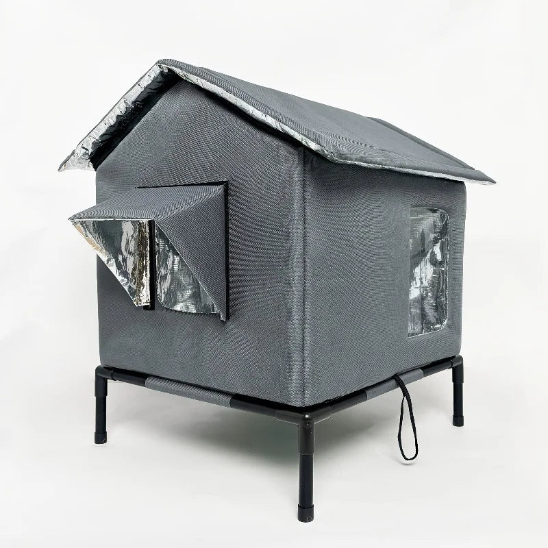 Cabane pour chat coloris gris pour terrasse - Les Trésors d'Owka