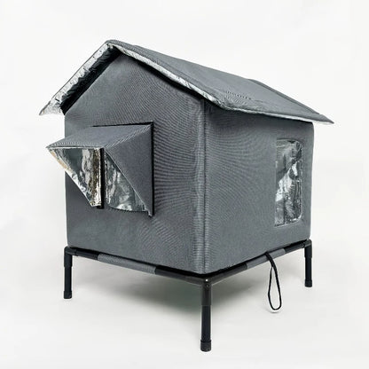 Cabane pour chat coloris gris pour terrasse - Les Trésors d'Owka