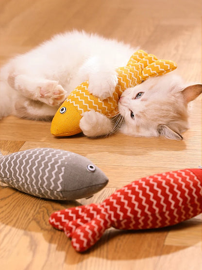 Poisson en Peluche avec Herbe à Chat – Jouet Réaliste pour Chats avec Catnip Bio 🐟💚