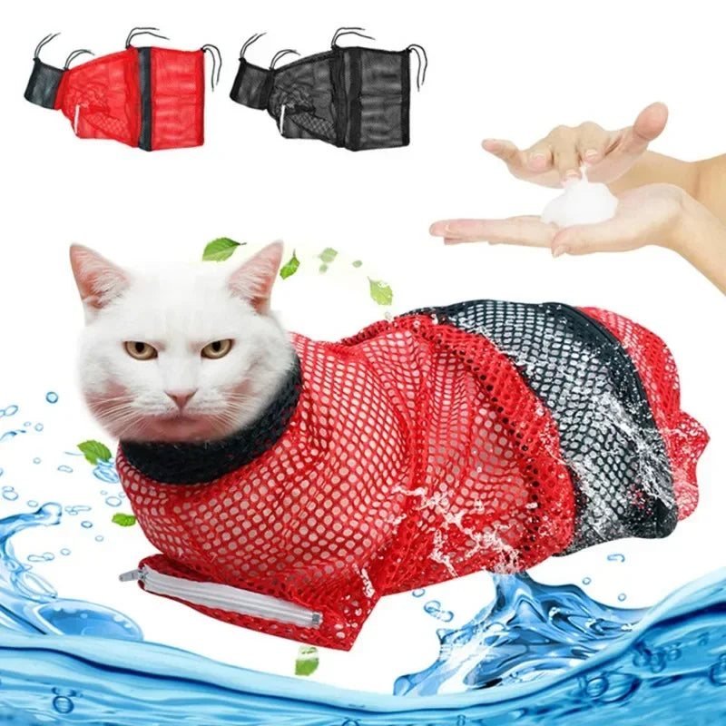 Sac de Toilettage pour Chat – Filet Anti-Griffures & Soins