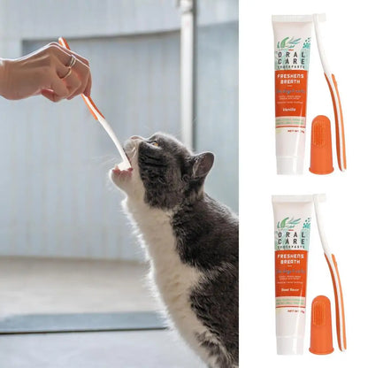 Kit Soin Dentaire Complet : Brosse à Dent & Dentifrice (Chat & Chien)