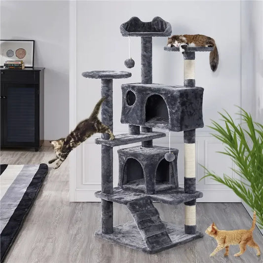 Grand Arbre à Chat XXL avec Condos, Perchoirs et Griffoirs – Aire de Jeu, Repos et Escalade pour Chats et Chatons