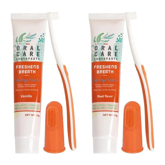 Kit Soin Dentaire Complet : Brosse à Dent & Dentifrice (Chat & Chien)