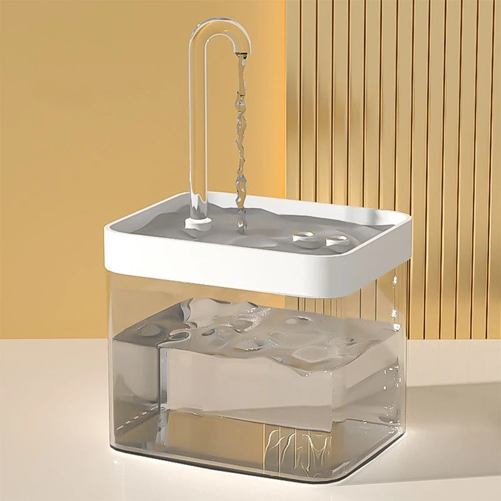 Fontaine à Eau pour Chat "Effet Robinet" (1.5L) – Transparente & Silencieuse