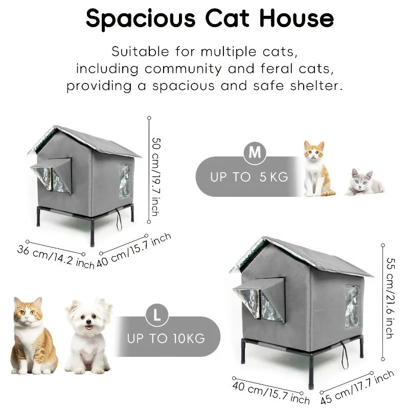 Cabane pour chat coloris vert posée en extérieur - Les Trésors d'Owka