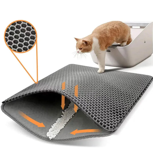 Tapis de litière pour chat – Double couche étanche & anti-éparpillement | Facile à nettoyer