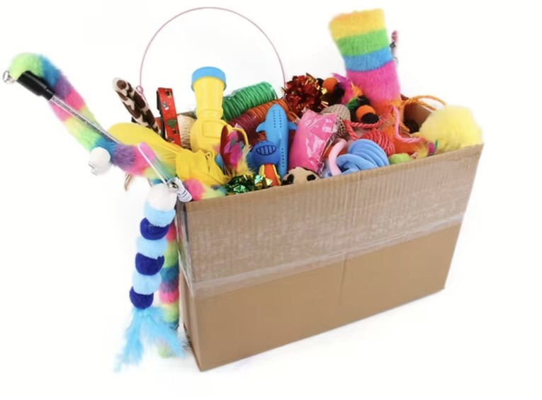 Coffret de jouets pour chat de 14 jouets, photo du vendeur : peluche et plastique tirés au hasard — Les Trésors d'Owka