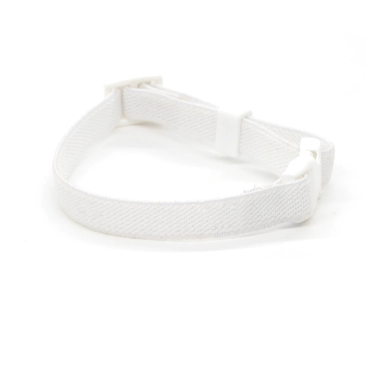 Collier pour chat en nylon élastique tressé blanc avec boucle de sécurité blanche réglable, design souple et confortable anti-étranglement sans grelot.