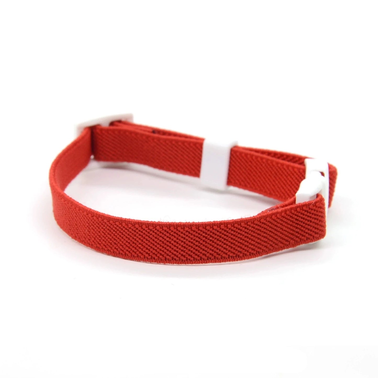 Collier pour chat en nylon élastique tressé rouge avec boucle de sécurité blanche réglable, design souple et confortable anti-étranglement sans grelot.