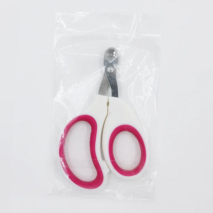 Coupe-griffes de précision pour chat sous emballage scellé, modèle blanc et rose avec lame perforée en acier inoxydable pour une coupe sécurisée sans douleur.