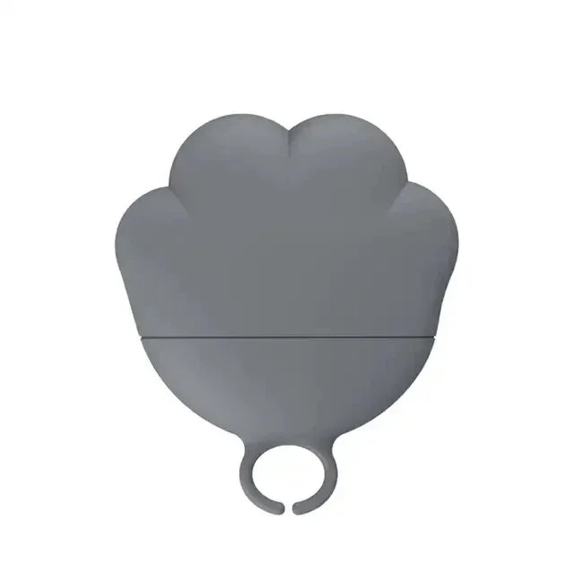 Couvercle hermétique gris anthracite en silicone pour boîte de conserve, design en forme de patte de chat avec anneau de suspension, accessoire de conservation longue durée pour animaux.