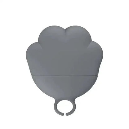 Couvercle hermétique gris anthracite en silicone pour boîte de conserve, design en forme de patte de chat avec anneau de suspension, accessoire de conservation longue durée pour animaux.
