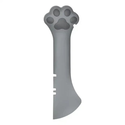 Cuillère de service grise Lucky Cat pour pâtée pour chat, manche ergonomique avec motif patte de chat en relief et encoches de raclage latérales pour vider les boîtes de conserve sans gaspillage