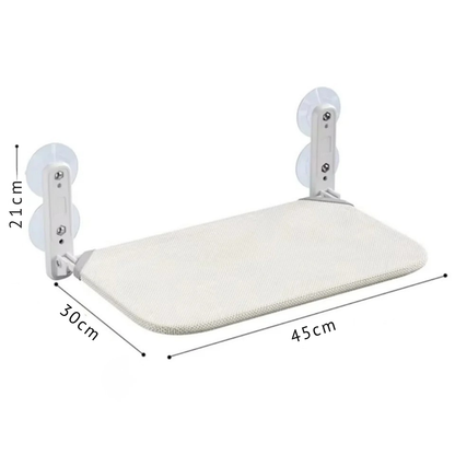 Schéma technique des dimensions du hamac pour chat pliable sans câbles : plateau de 45 cm de large sur 30 cm de profondeur, supports de 21 cm avec ventouses. Plan précis pour installation de hamac chaton de fenêtre. Encombrement réduit pour hamac a chat moderne. Les Trésors d'Owka.
