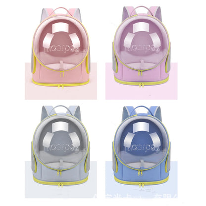 Schéma technique du sac à dos de transport pour chat rose Moolpet avec fenêtre panoramique, indiquant les dimensions : hauteur 44 cm, largeur 37 cm et profondeur 26 cm.
