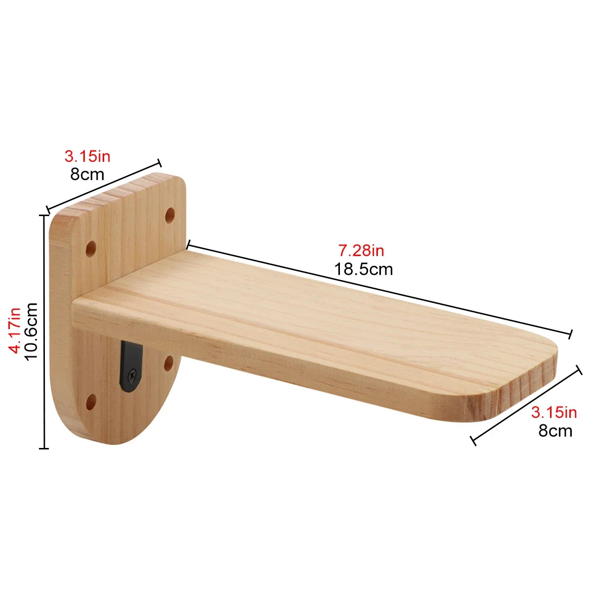 Marche murale pour chat en bois de 18,5 x 8 cm et 10,6 cm de hauteur, avec son équerre de fixation — Les Trésors d'Owka