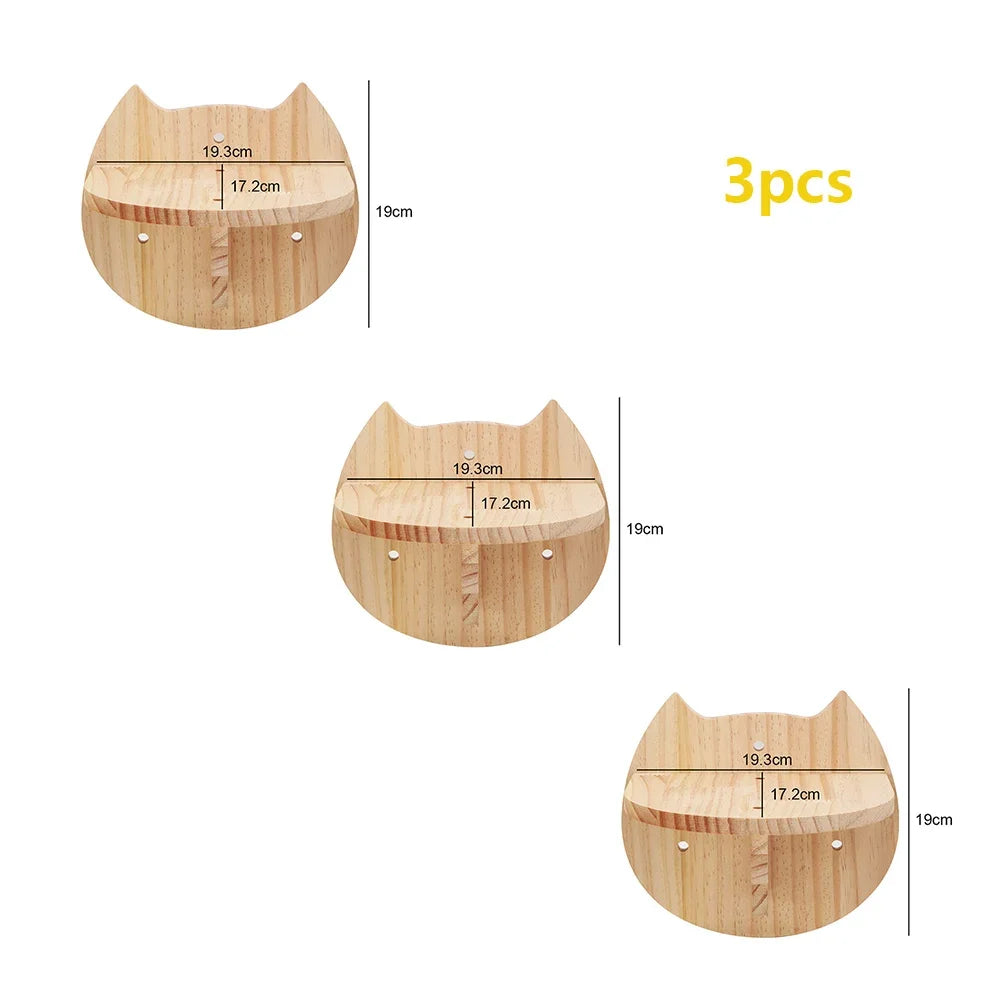 Trois marches murales pour chat en bois en forme de tête de chat, de 19,3 x 17,2 cm — Les Trésors d'Owka